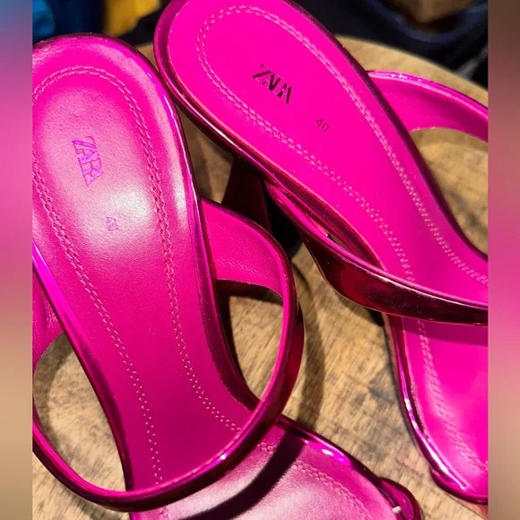 Zara Metallic Chrome Pink Heels - Picture 3 of 5